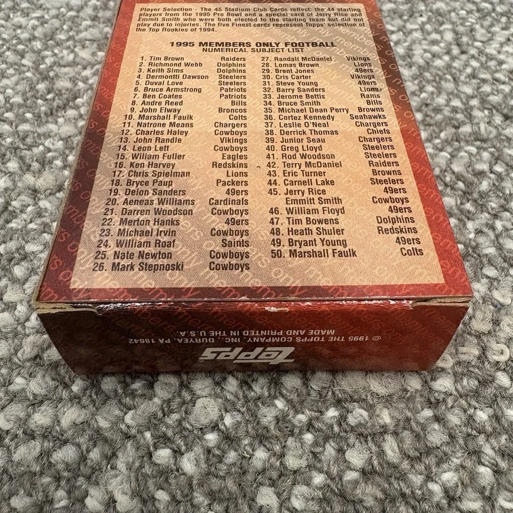 1995 Topps Stadium Club Members Only Football Card Set‎ in Box 1-50 Sh1